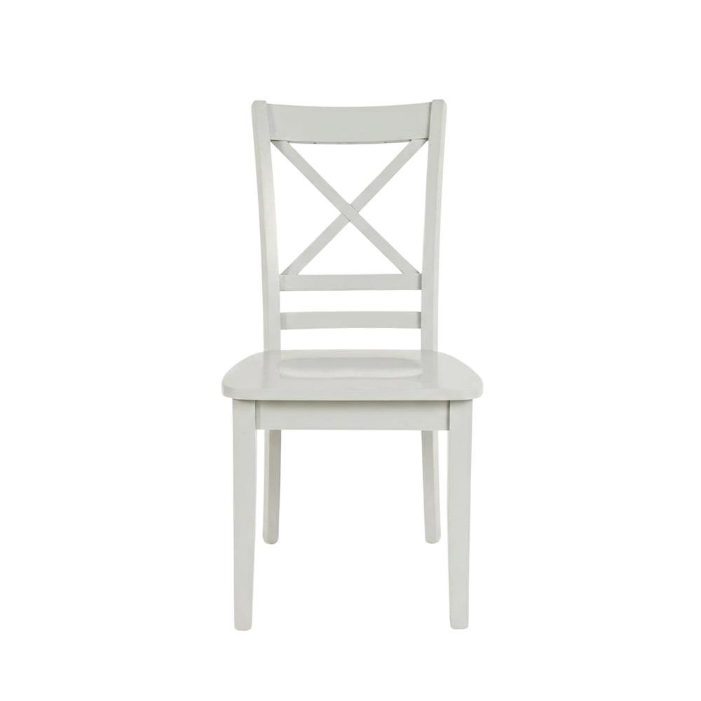 Solid Acacia Wood Cross-Back Dining Chairs, Grey, Set of 2. Picture 2