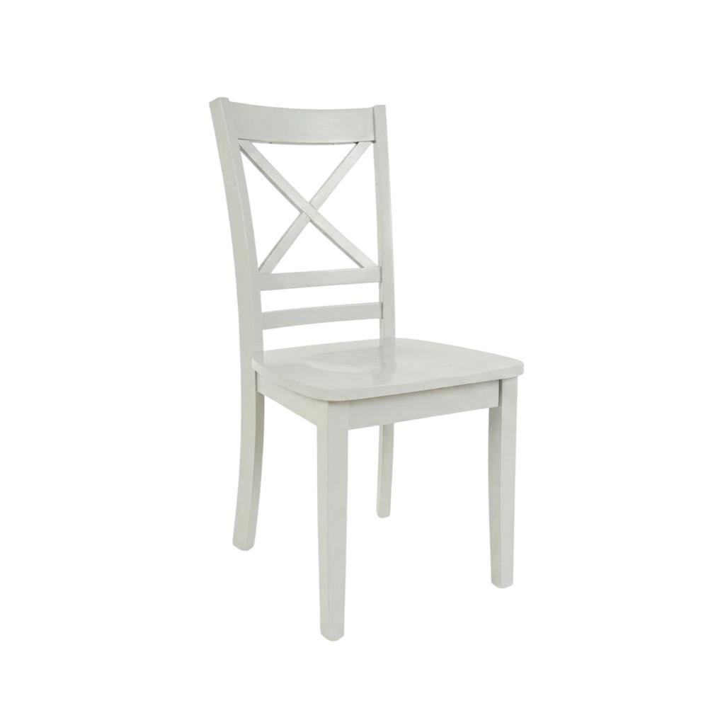 Solid Acacia Wood Cross-Back Dining Chairs, Grey, Set of 2. Picture 5