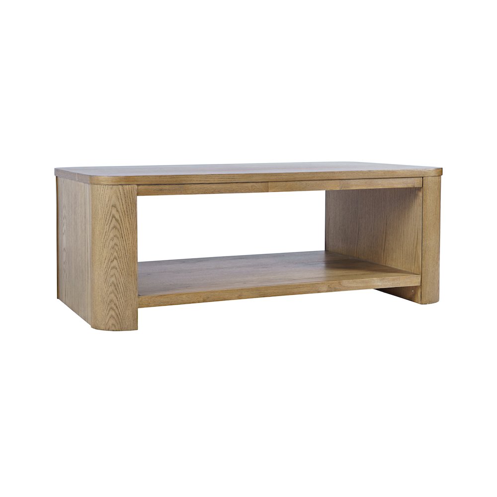 Janzen Contemporary Modern 50" Rolling Coffee Table with Open Storage Shelf. Picture 2