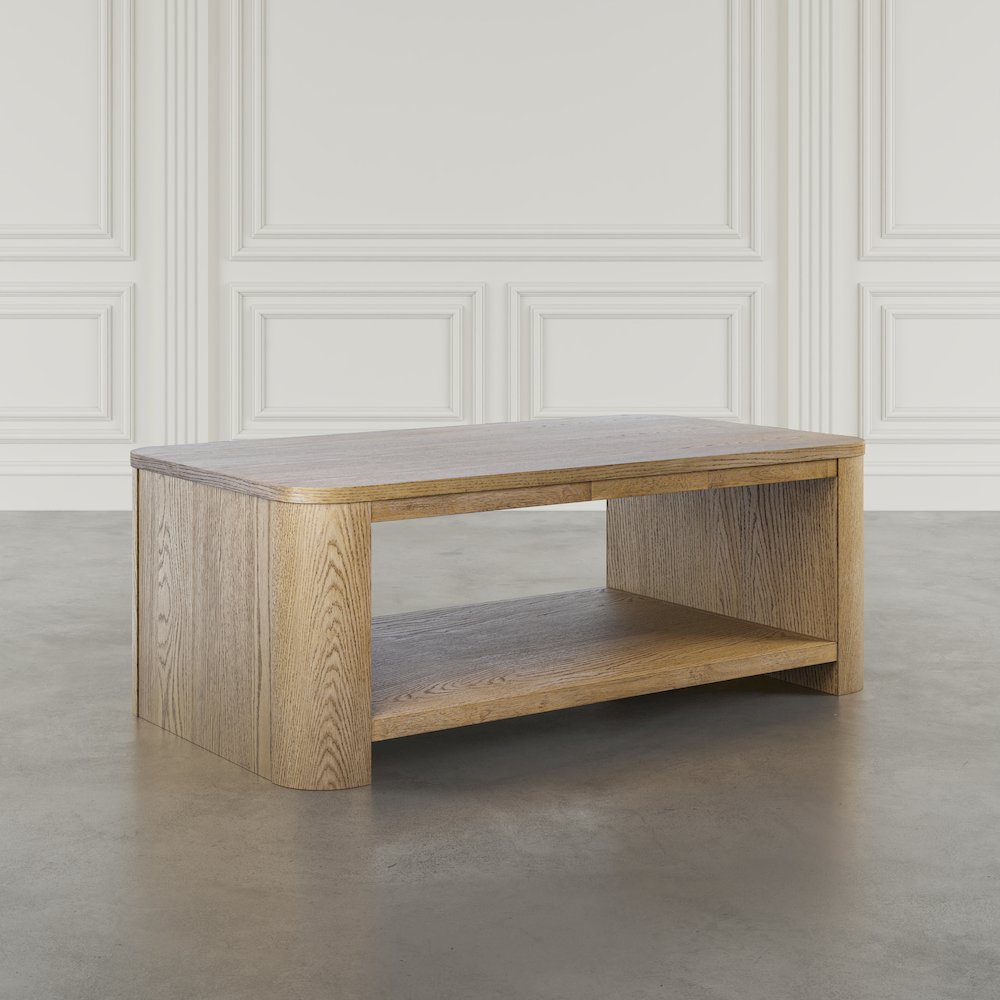 Janzen Contemporary Modern 50" Rolling Coffee Table with Open Storage Shelf. Picture 8