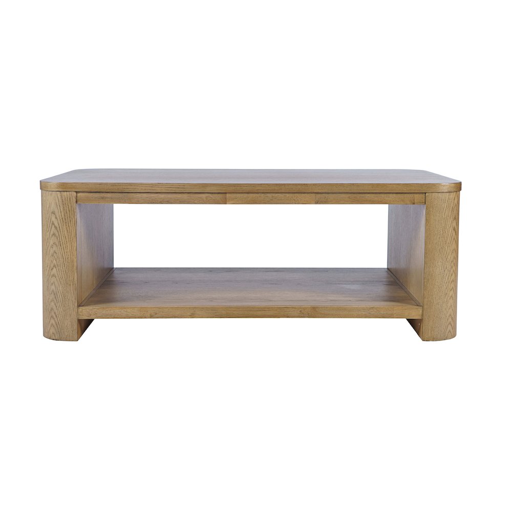 Janzen Contemporary Modern 50" Rolling Coffee Table with Open Storage Shelf. Picture 1