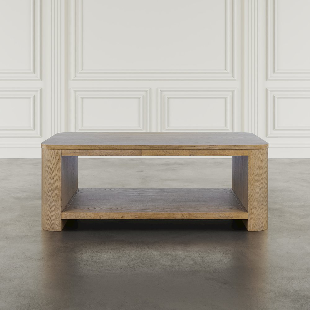 Janzen Contemporary Modern 50" Rolling Coffee Table with Open Storage Shelf. Picture 9
