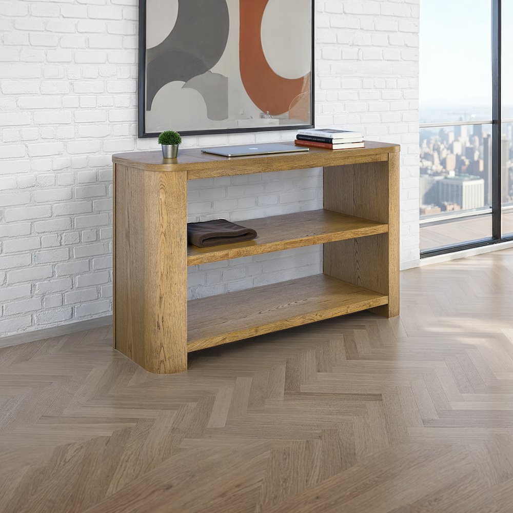 Janzen 50" Contemporary Modern Sofa Console Table with Open Storage Shelves. Picture 2