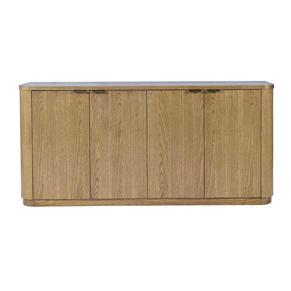 68" Minimalist Modern Curved Storage Console TV Cabinet with Adjustable Shelves. Picture 1