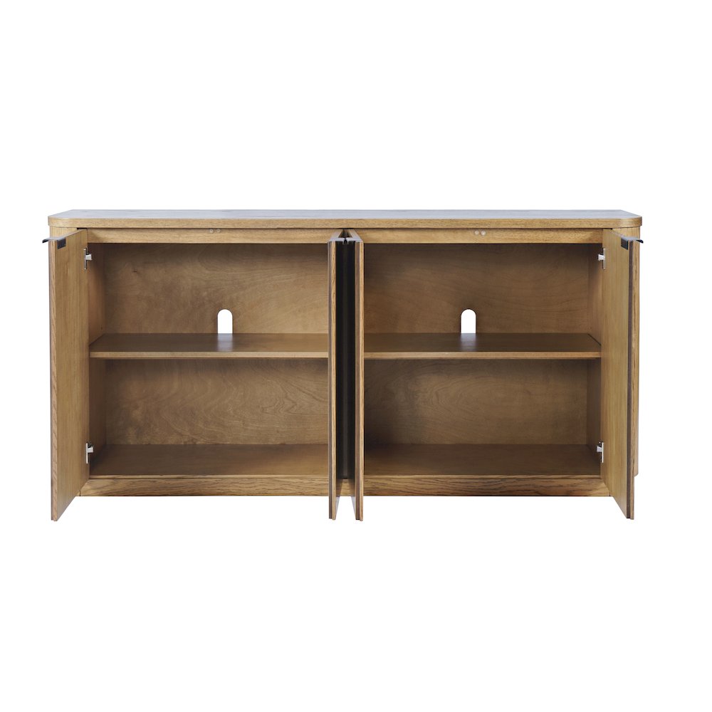 68" Minimalist Modern Curved Storage Console TV Cabinet with Adjustable Shelves. Picture 4