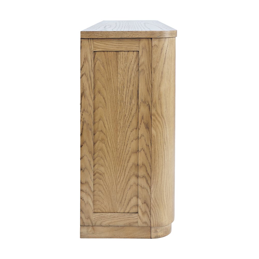 68" Minimalist Modern Curved Storage Console TV Cabinet with Adjustable Shelves. Picture 5