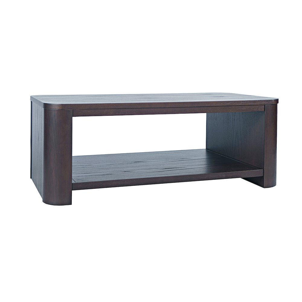 Janzen Contemporary Modern 50" Rolling Coffee Table with Open Storage Shelf. Picture 2