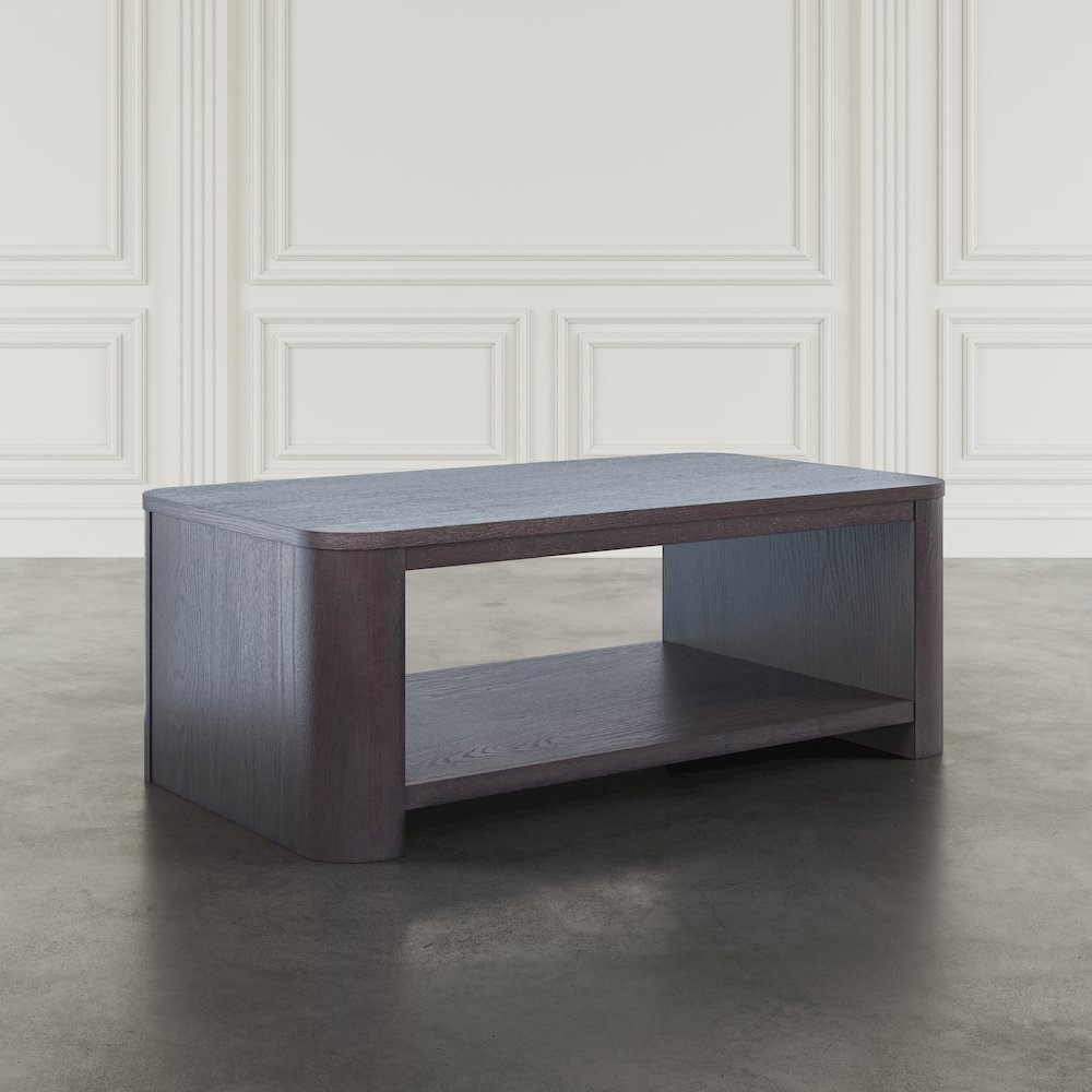 Janzen Contemporary Modern 50" Rolling Coffee Table with Open Storage Shelf. Picture 8