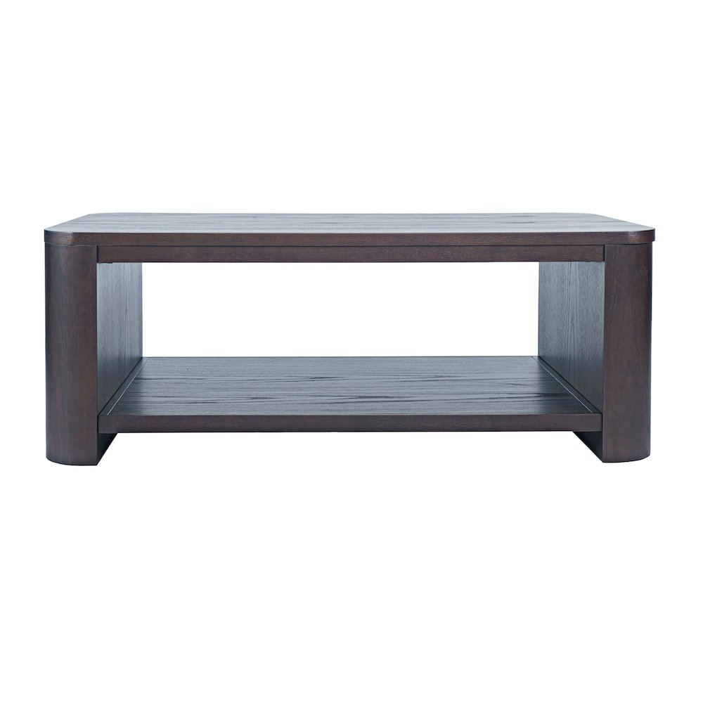 Janzen Contemporary Modern 50" Rolling Coffee Table with Open Storage Shelf. Picture 1