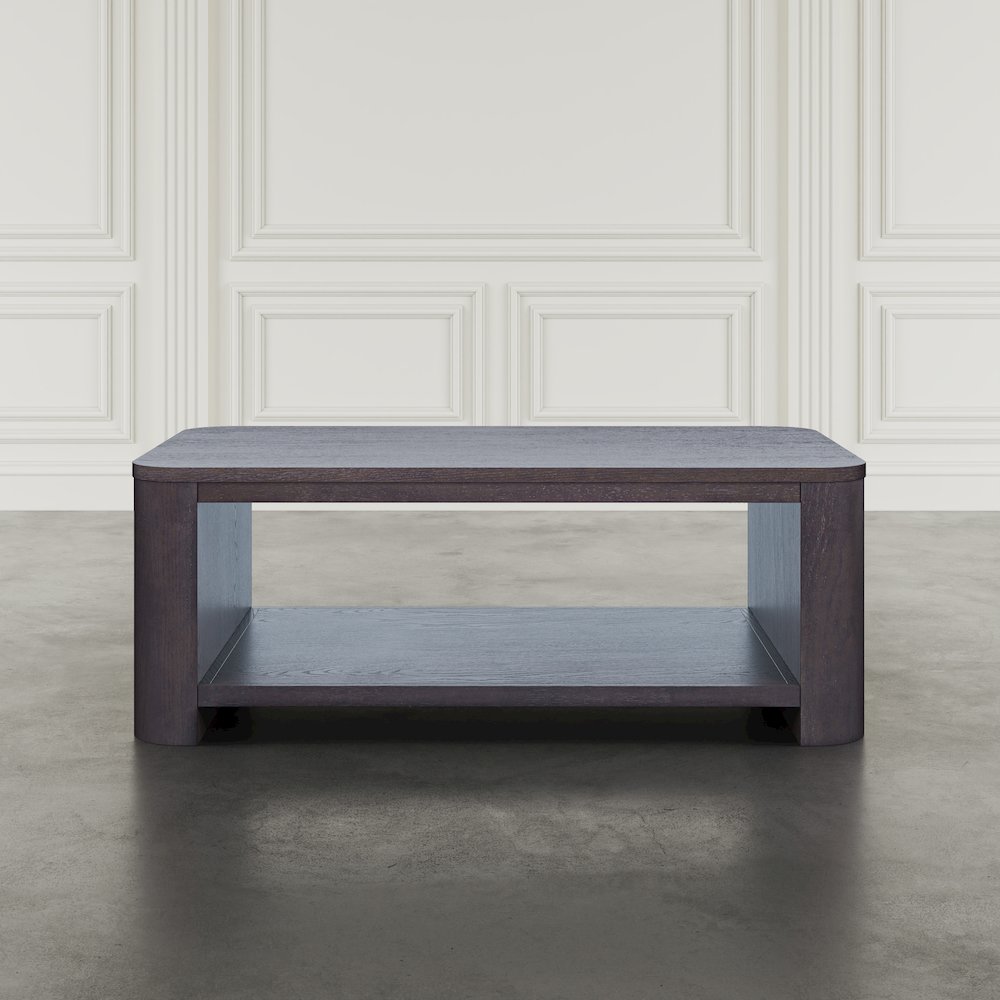 Janzen Contemporary Modern 50" Rolling Coffee Table with Open Storage Shelf. Picture 9
