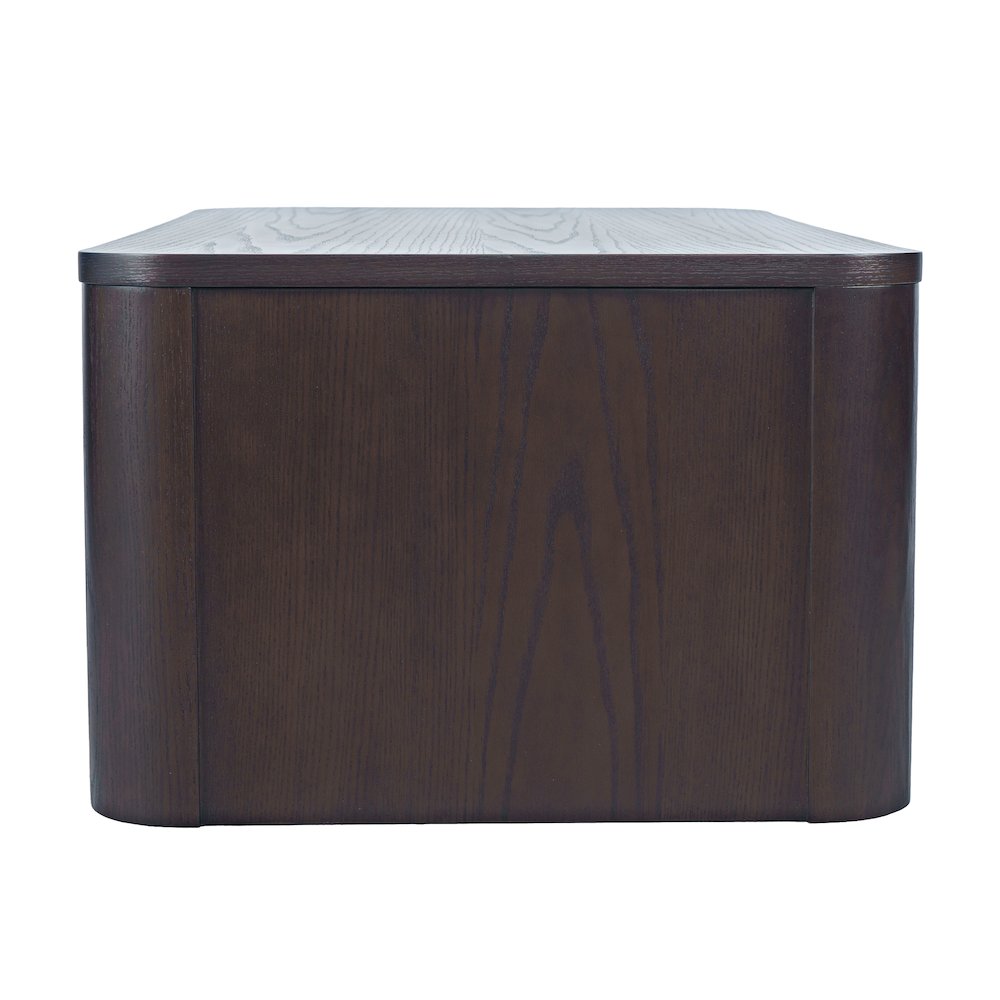 Janzen Contemporary Modern 50" Rolling Coffee Table with Open Storage Shelf. Picture 5