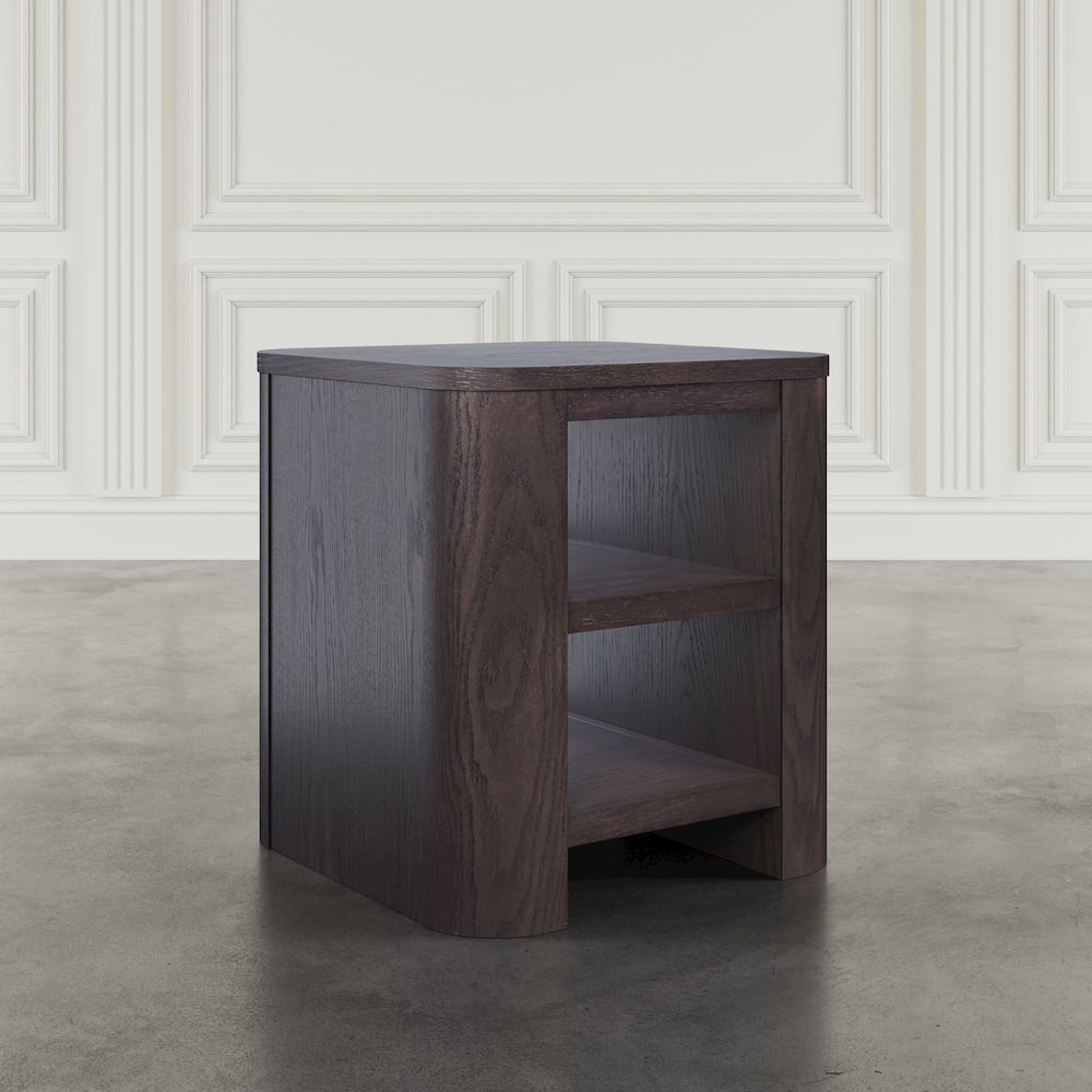 Janzen Contemporary Modern End Table with Open Storage and Rounded Corners. Picture 7