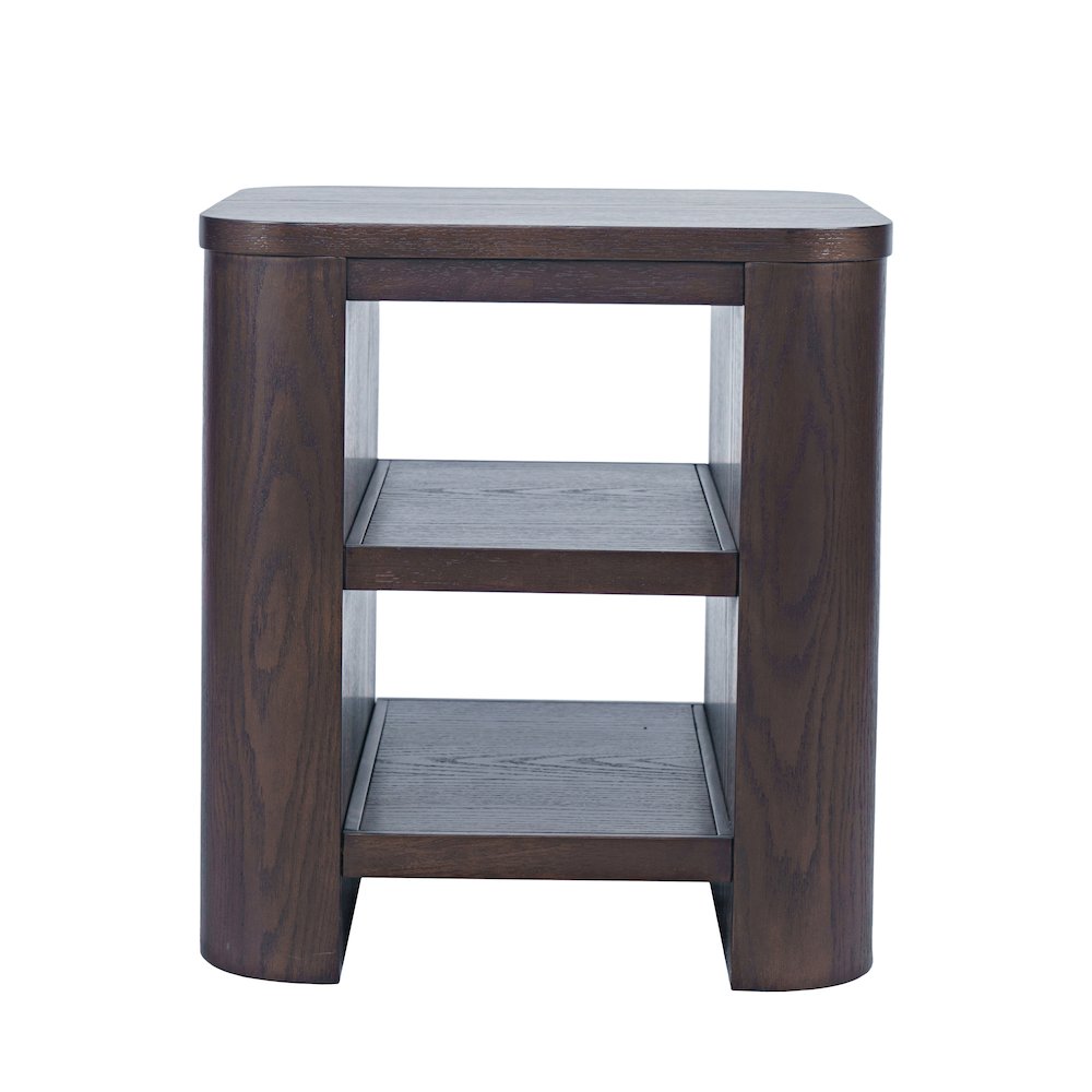 Janzen Contemporary Modern End Table with Open Storage and Rounded Corners. Picture 1
