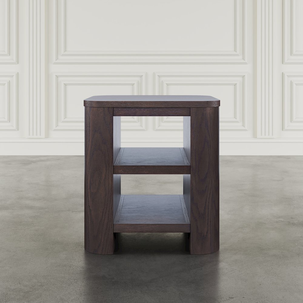 Janzen Contemporary Modern End Table with Open Storage and Rounded Corners. Picture 8