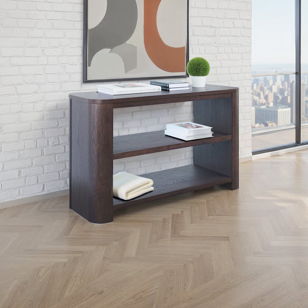 Janzen 50" Contemporary Modern Sofa Console Table with Open Storage Shelves. Picture 2