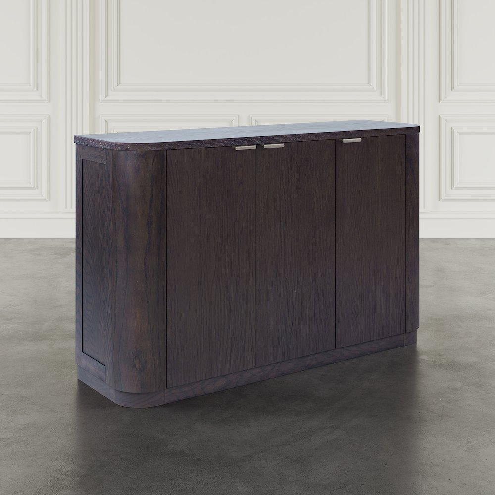 50" Minimalist Modern Curved Storage Console TV Cabinet with Adjustable Shelves. Picture 9