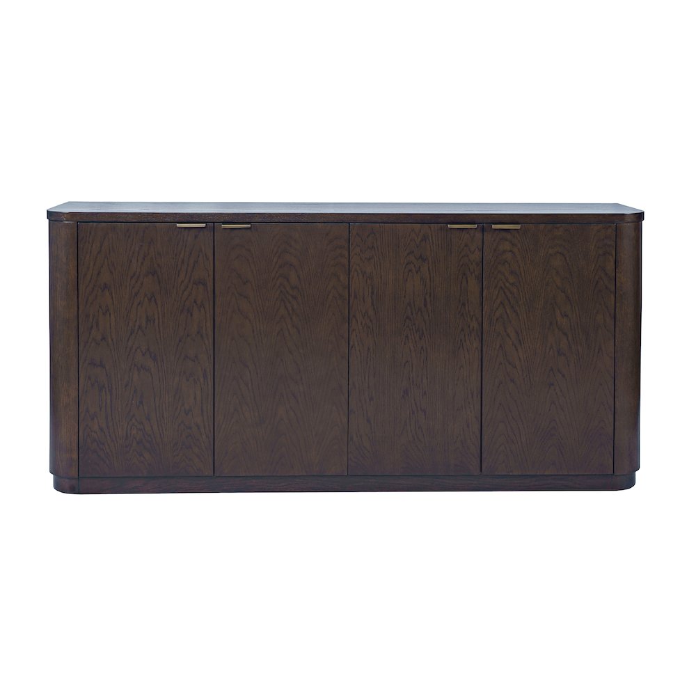 68" Minimalist Modern Curved Storage Console TV Cabinet with Adjustable Shelves. Picture 1