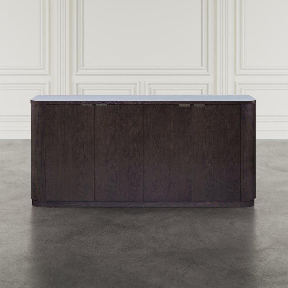 68" Minimalist Modern Curved Storage Console TV Cabinet with Adjustable Shelves. Picture 9
