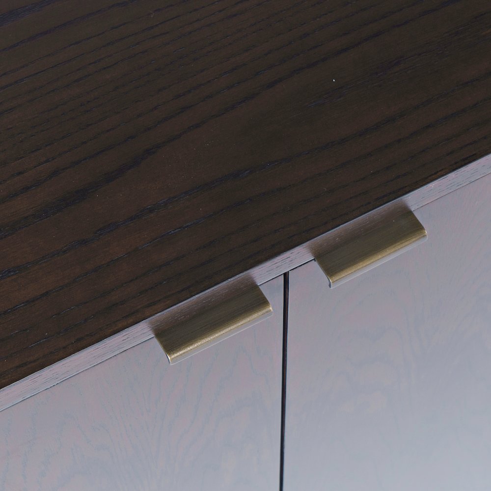 68" Minimalist Modern Curved Storage Console TV Cabinet with Adjustable Shelves. Picture 3