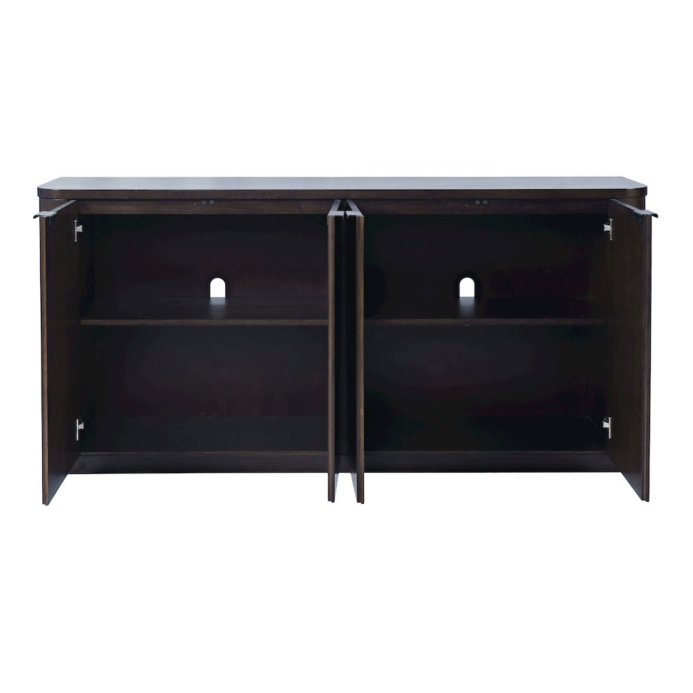 68" Minimalist Modern Curved Storage Console TV Cabinet with Adjustable Shelves. Picture 4