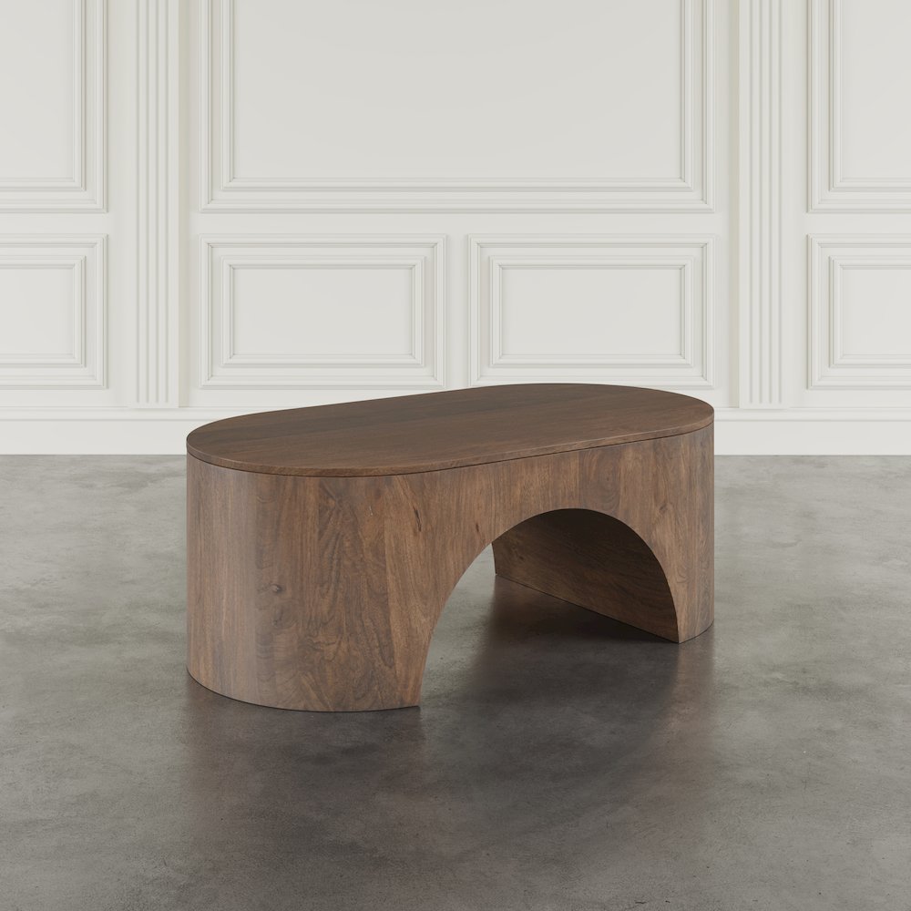 Luna 48" Modern Architectural Pedestal Curved Coffee Table. Picture 9