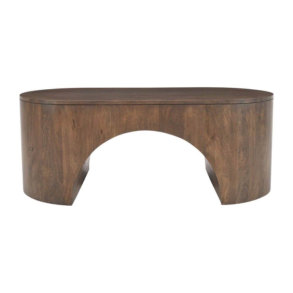 Luna 48" Modern Architectural Pedestal Curved Coffee Table. Picture 1
