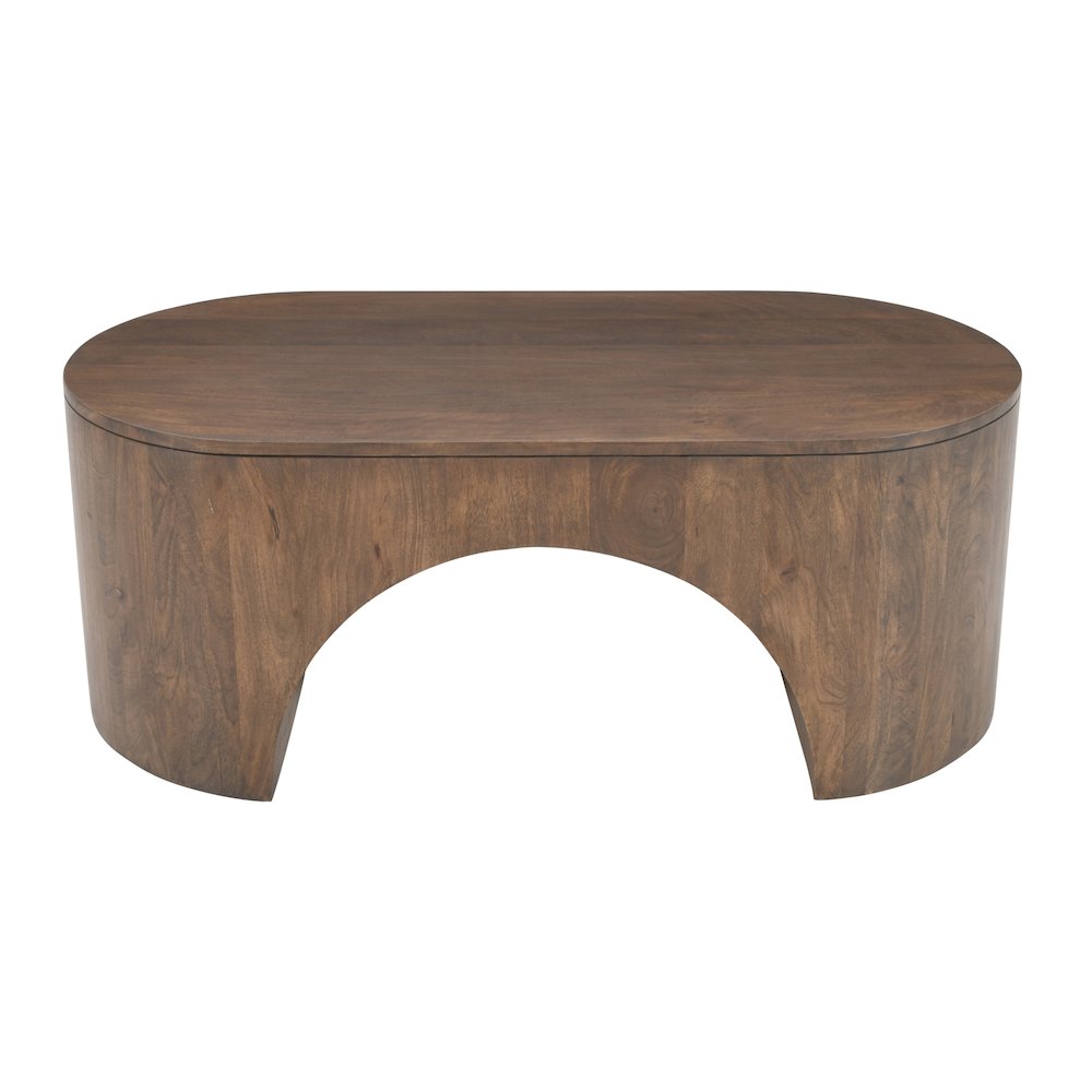 Luna 48" Modern Architectural Pedestal Curved Coffee Table. Picture 5