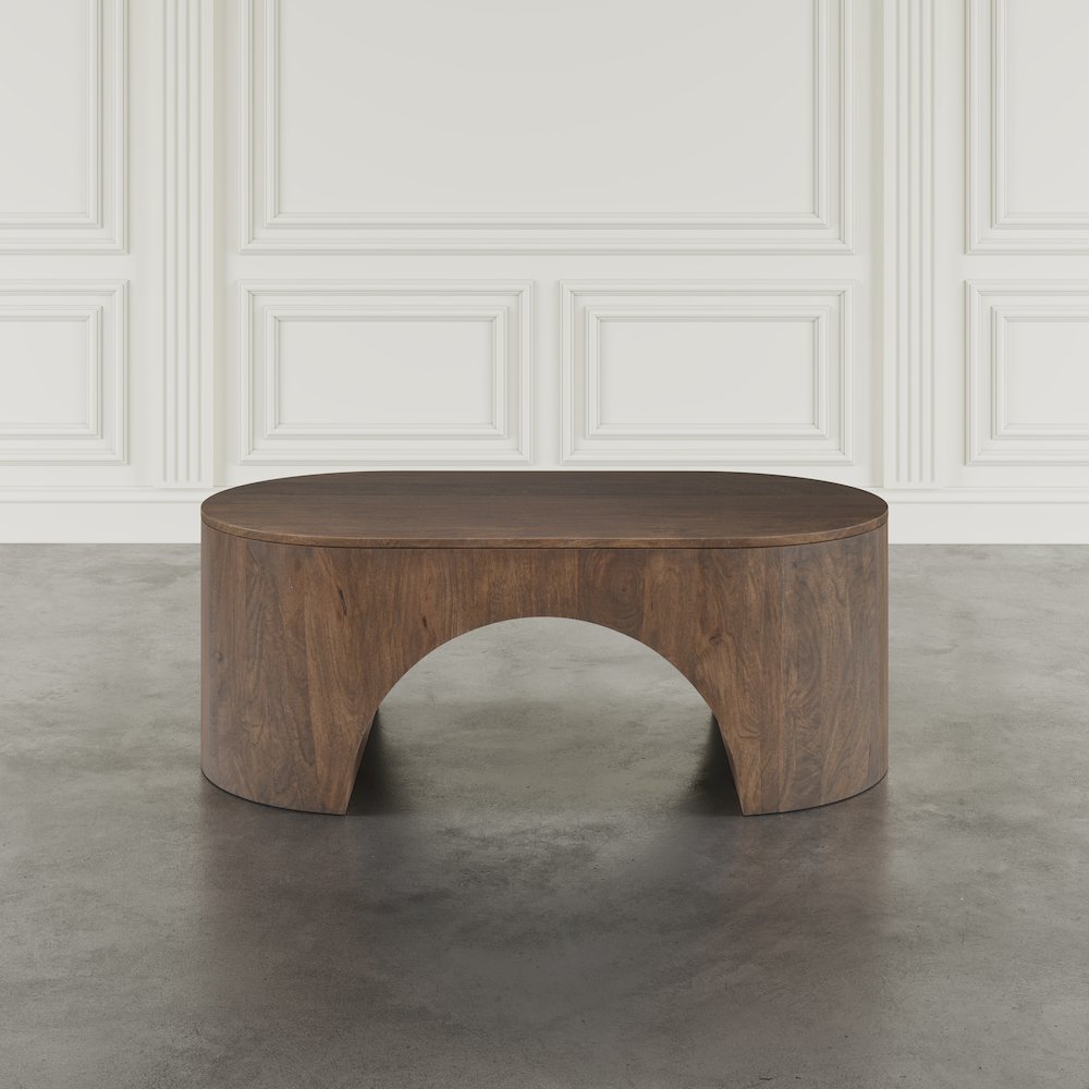Luna 48" Modern Architectural Pedestal Curved Coffee Table. Picture 8