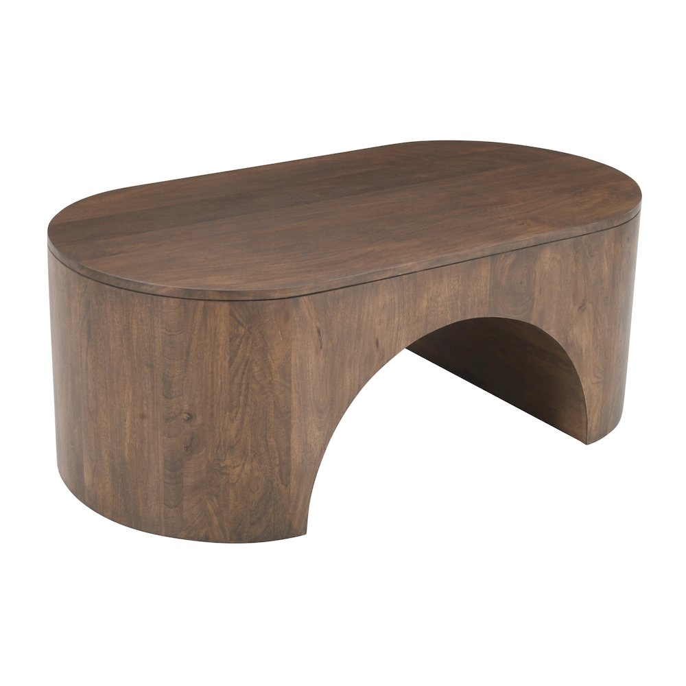 Luna 48" Modern Architectural Pedestal Curved Coffee Table. Picture 2
