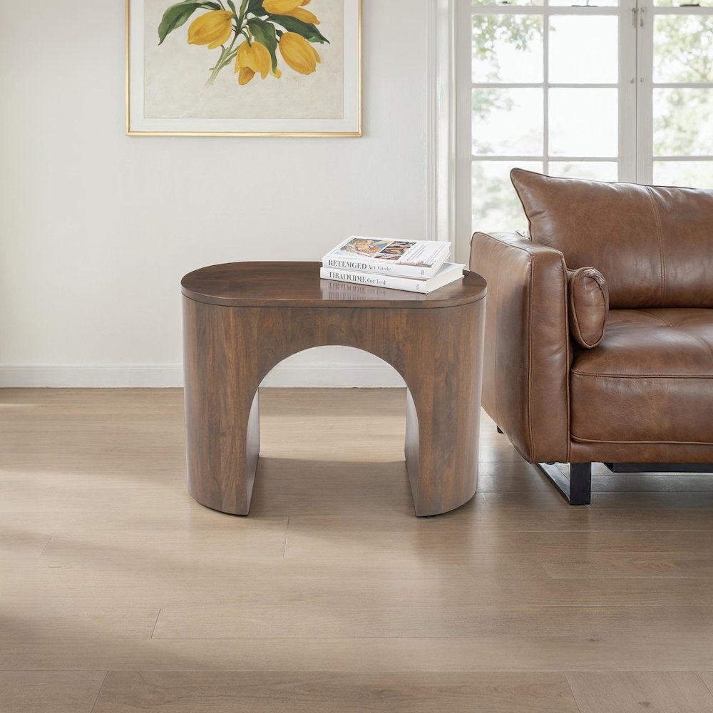Luna Modern Architectural Pedestal Curved End Table. Picture 6