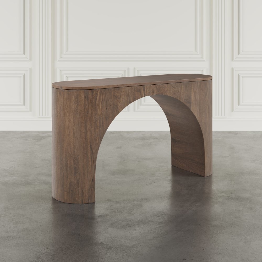 Luna Modern Architectural Pedestal Curved Console Sofa Table. Picture 9