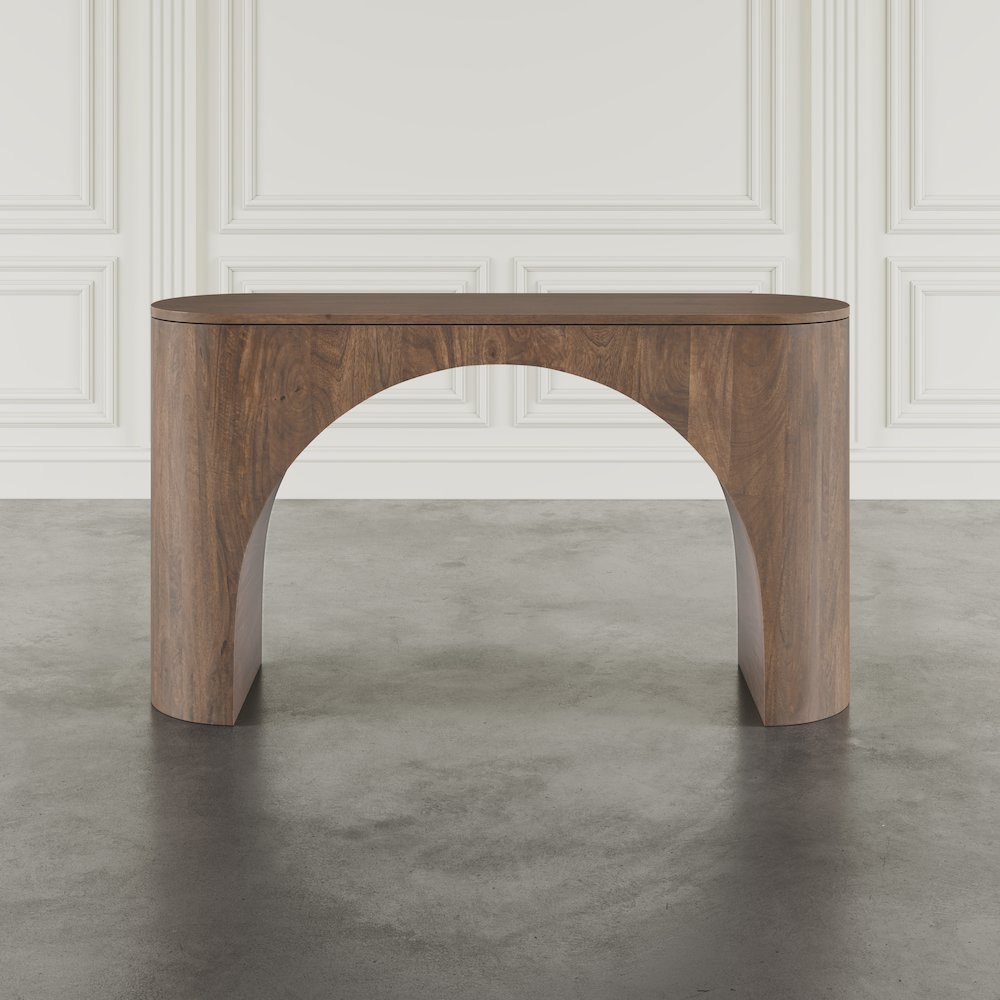 Luna Modern Architectural Pedestal Curved Console Sofa Table. Picture 8