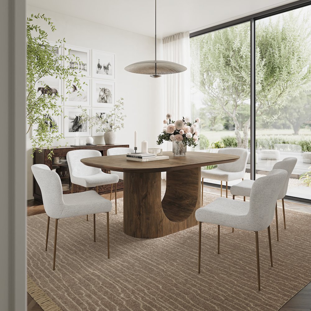 Luna 70" Modern Architectural Pedestal Curved Dining Table. Picture 7