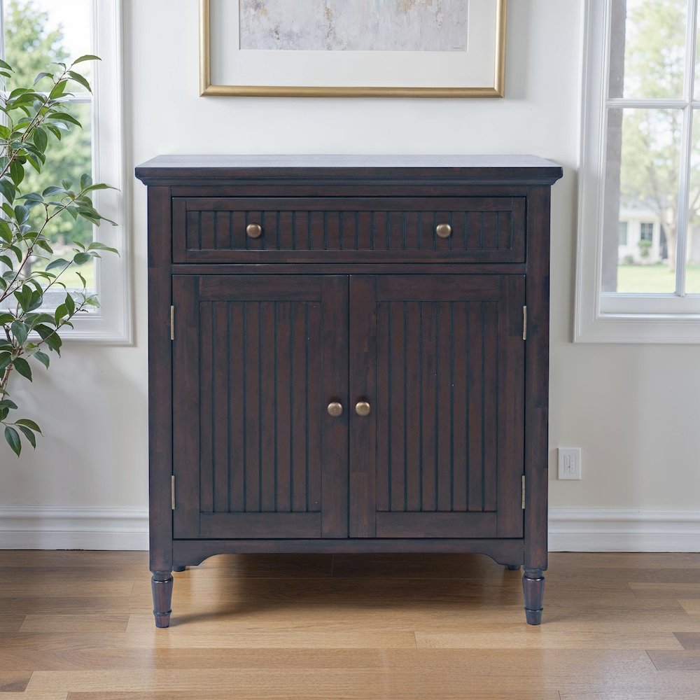 32" Slat Panel Door Accent Cabinet -Transitional Storage with Adjustable Shelves. Picture 8