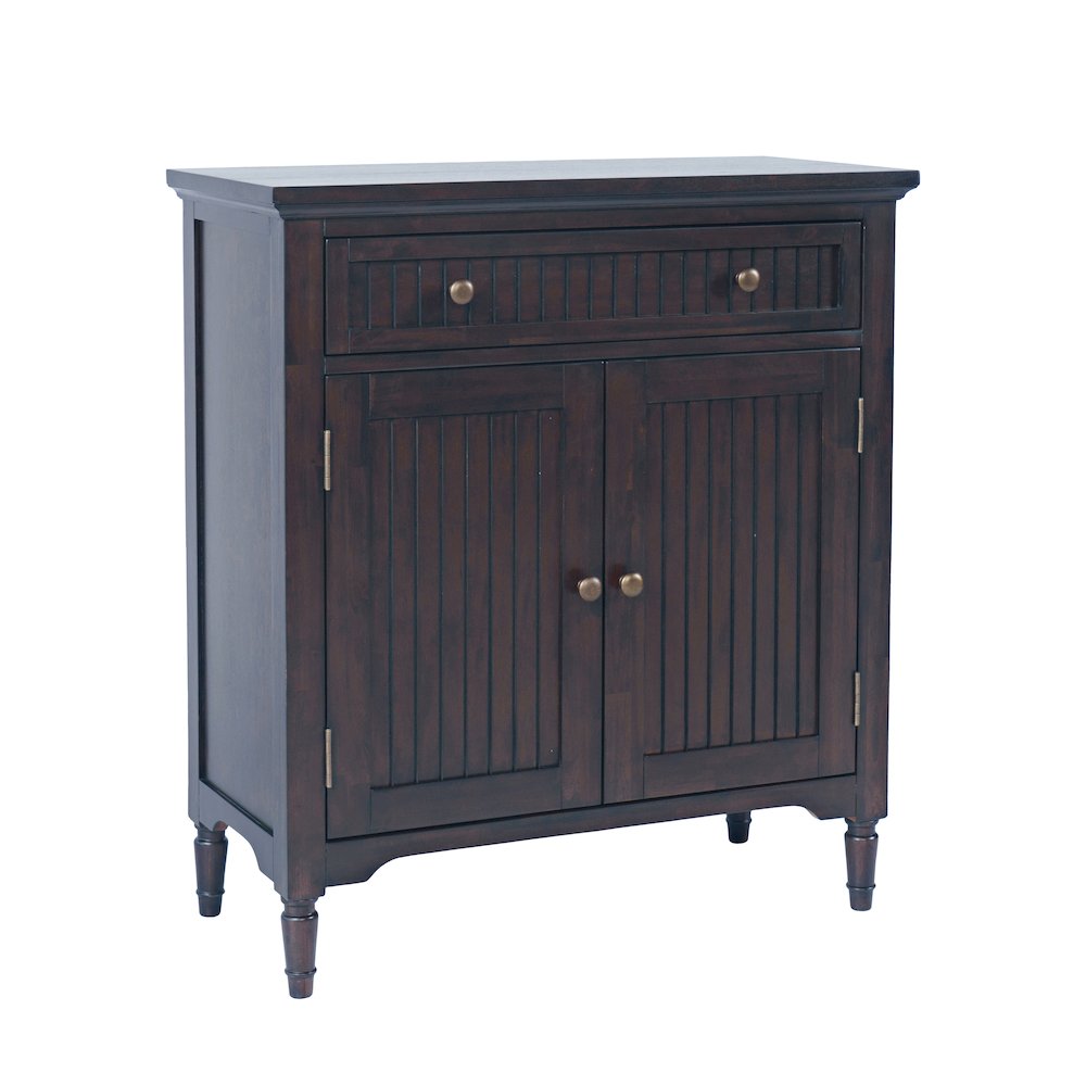 32" Slat Panel Door Accent Cabinet -Transitional Storage with Adjustable Shelves. Picture 2