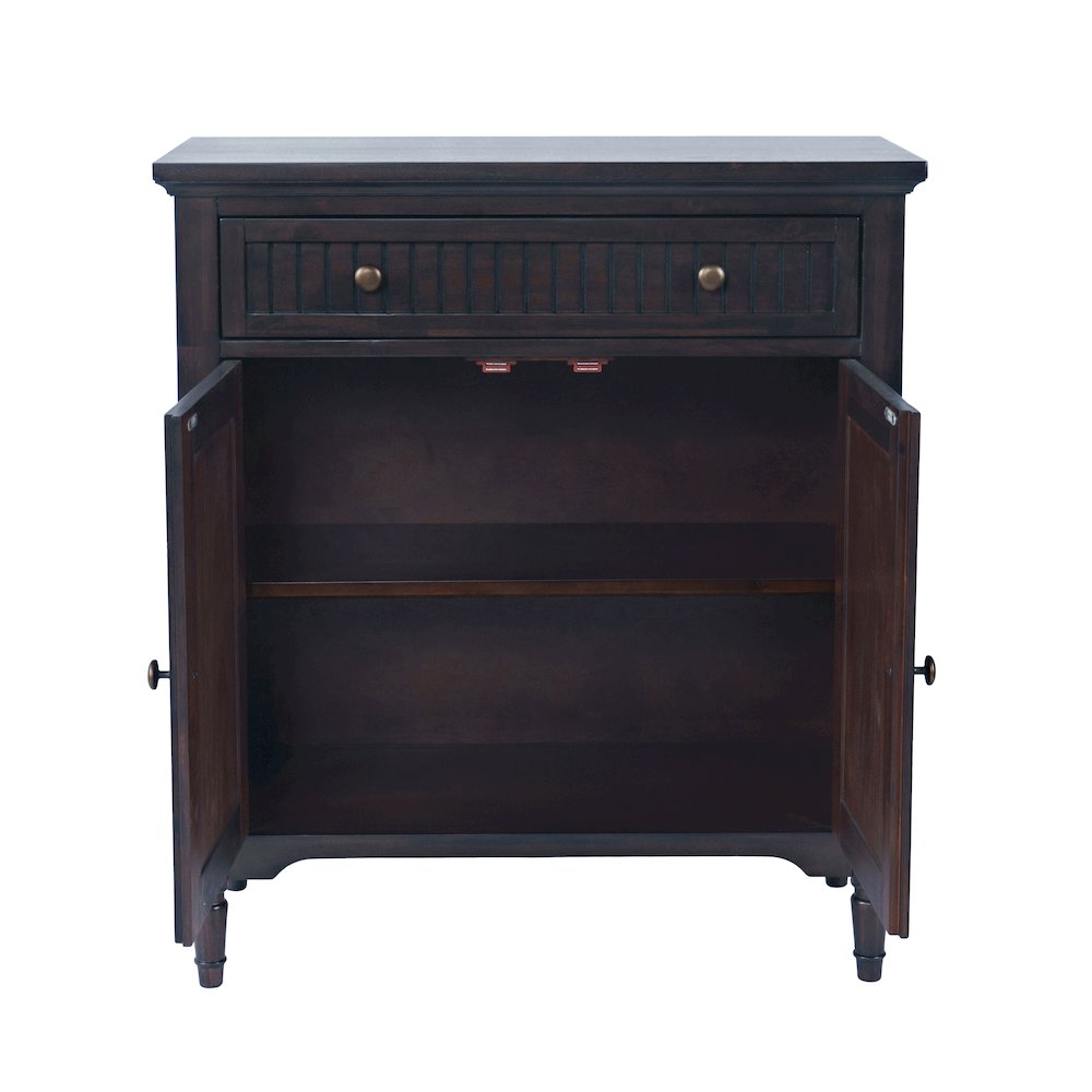 32" Slat Panel Door Accent Cabinet -Transitional Storage with Adjustable Shelves. Picture 4