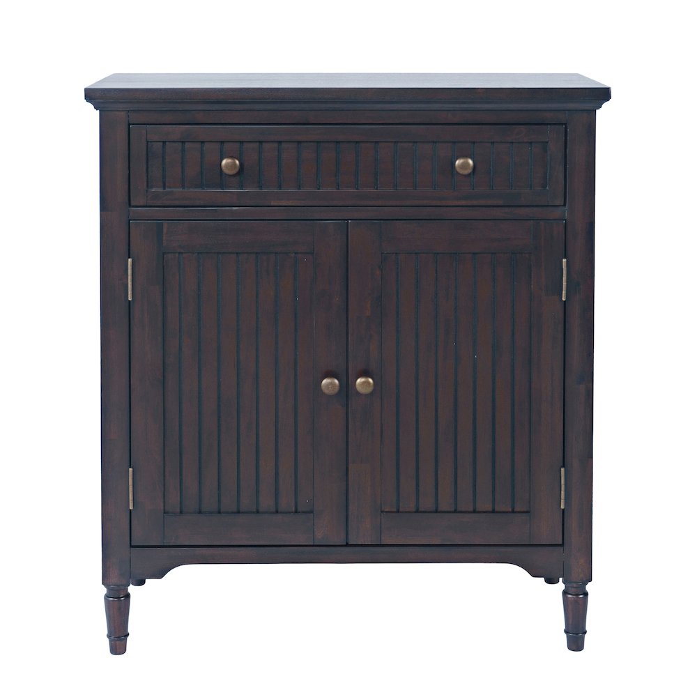 32" Slat Panel Door Accent Cabinet -Transitional Storage with Adjustable Shelves. Picture 1
