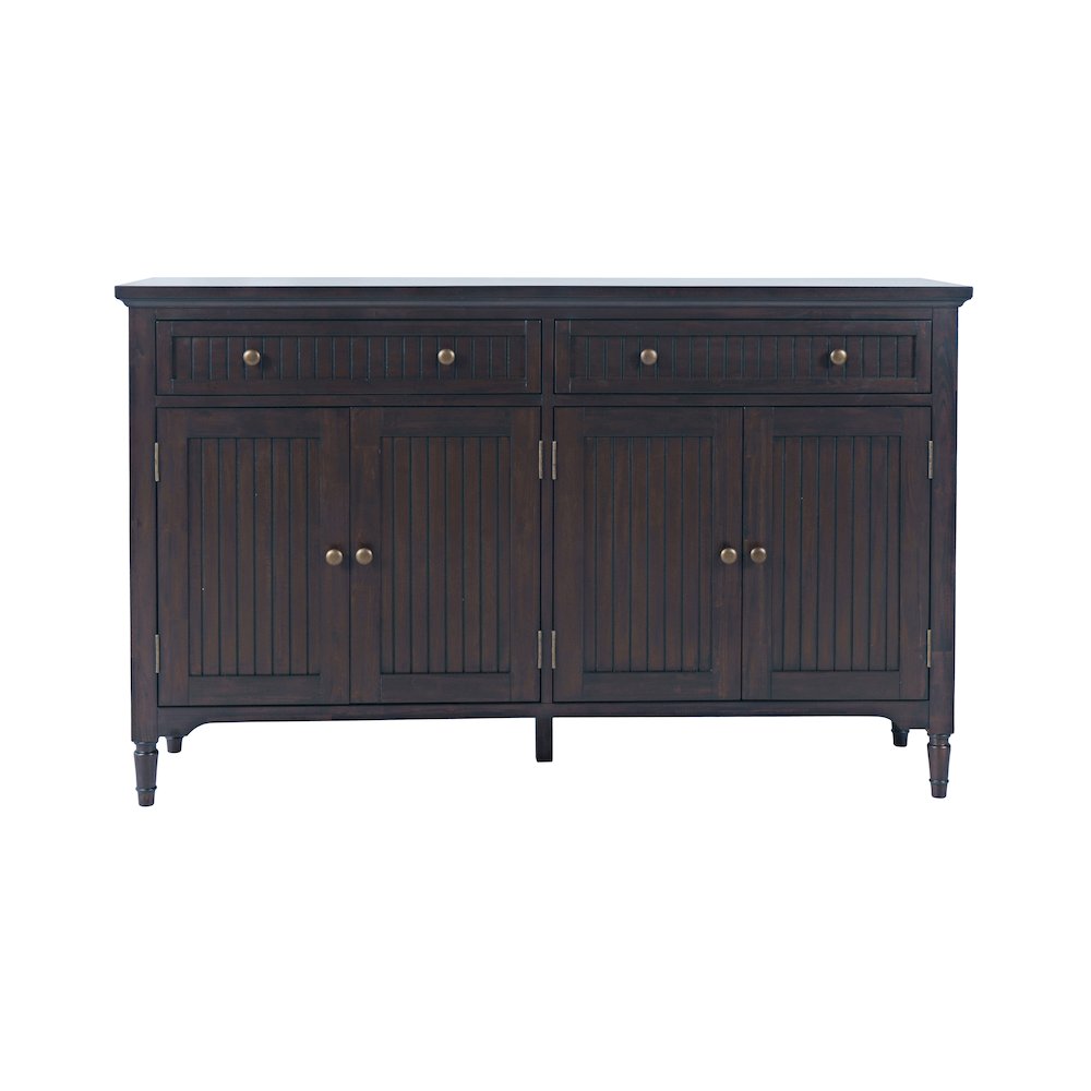 58" Slat Panel Door Sideboard Cabinet - Transitional Storage, Adjustable Shelves. Picture 1
