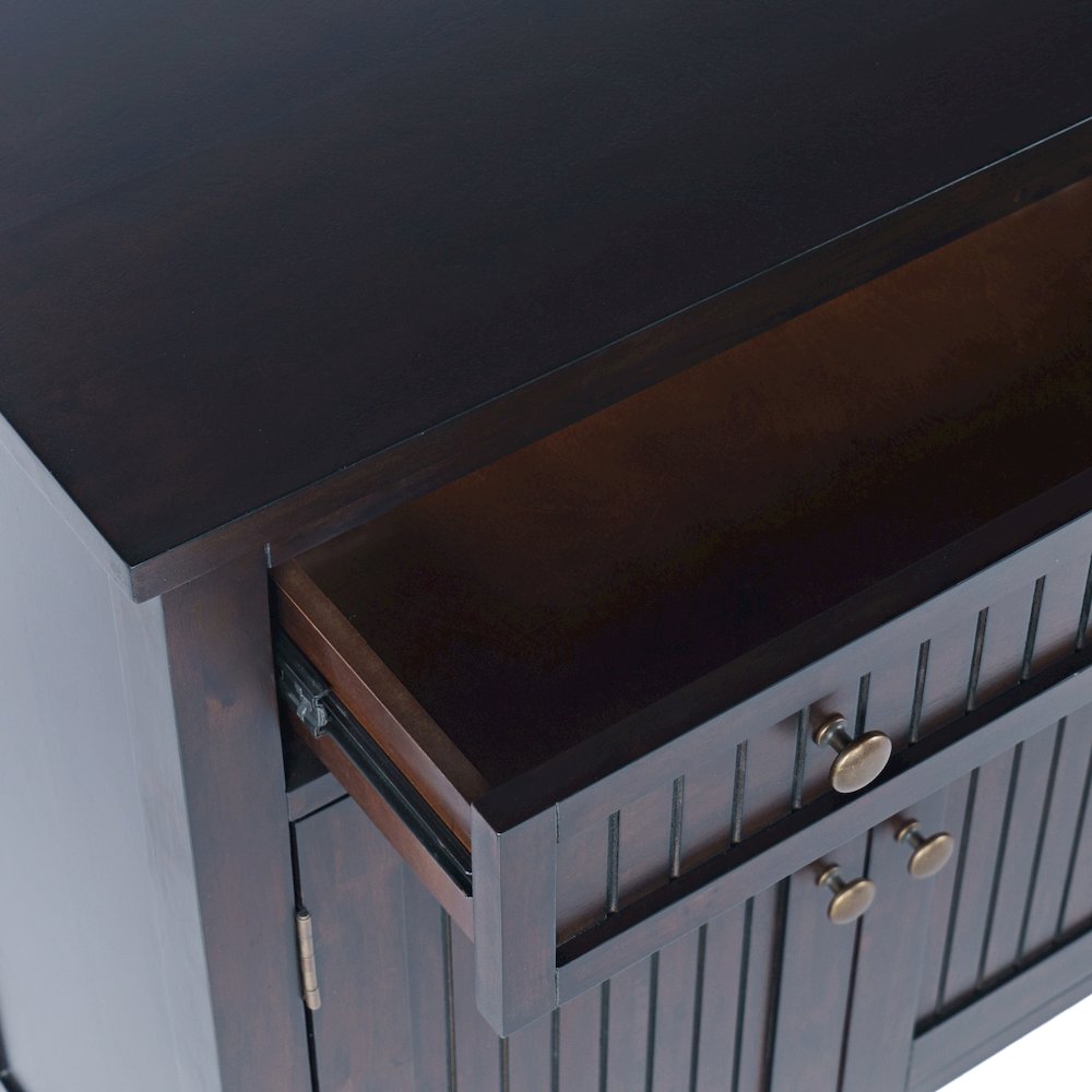 58" Slat Panel Door Sideboard Cabinet - Transitional Storage, Adjustable Shelves. Picture 3