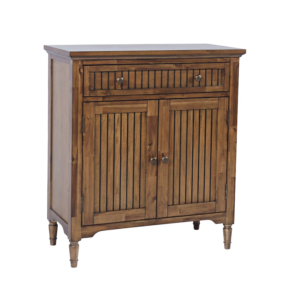 32" Slat Panel Door Accent Cabinet -Transitional Storage with Adjustable Shelves. Picture 2