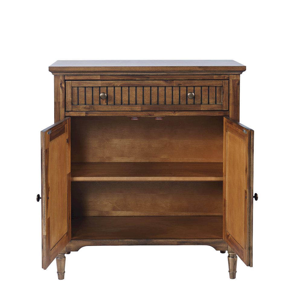 32" Slat Panel Door Accent Cabinet -Transitional Storage with Adjustable Shelves. Picture 4