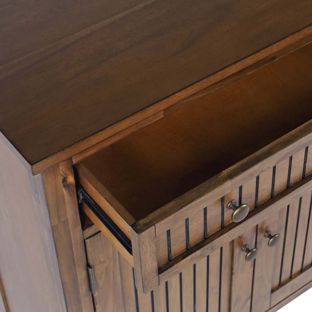 32" Slat Panel Door Accent Cabinet -Transitional Storage with Adjustable Shelves. Picture 3