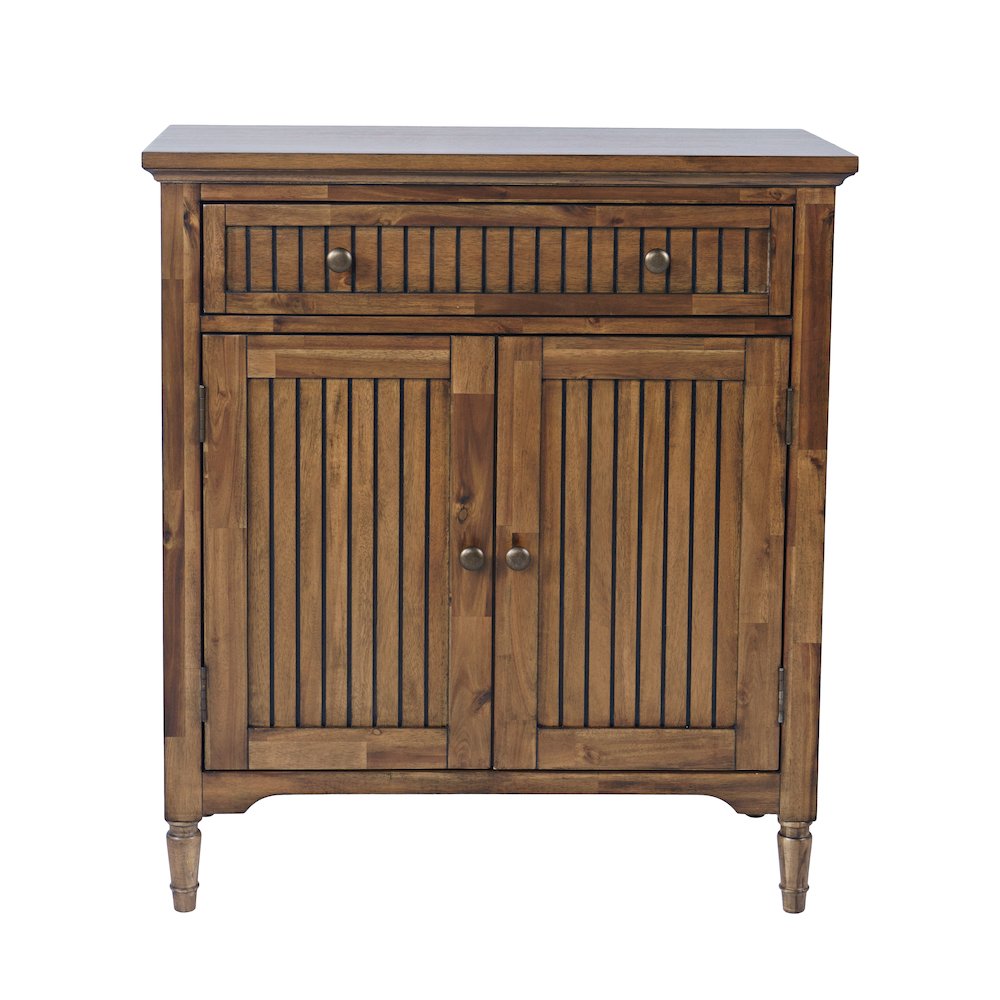 32" Slat Panel Door Accent Cabinet -Transitional Storage with Adjustable Shelves. Picture 1