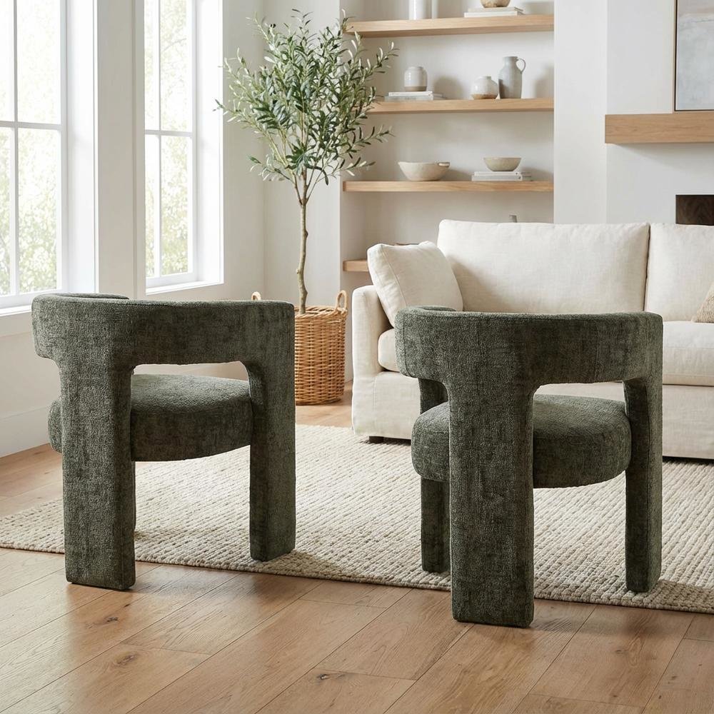 Gwen Modern Luxury Jacquard Fabric Sculpture Armchair - Set of 2. Picture 9