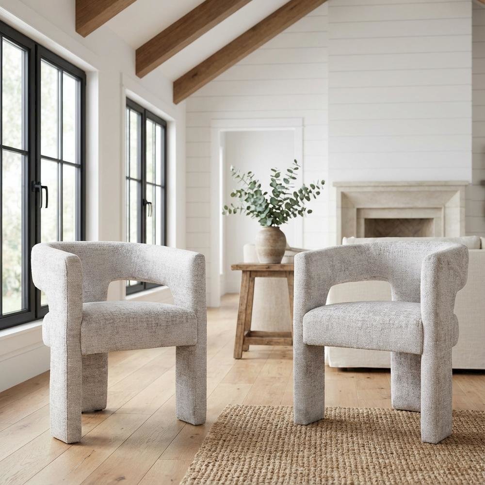 Gwen Modern Luxury Jacquard Fabric Sculpture Armchair - Set of 2. Picture 2
