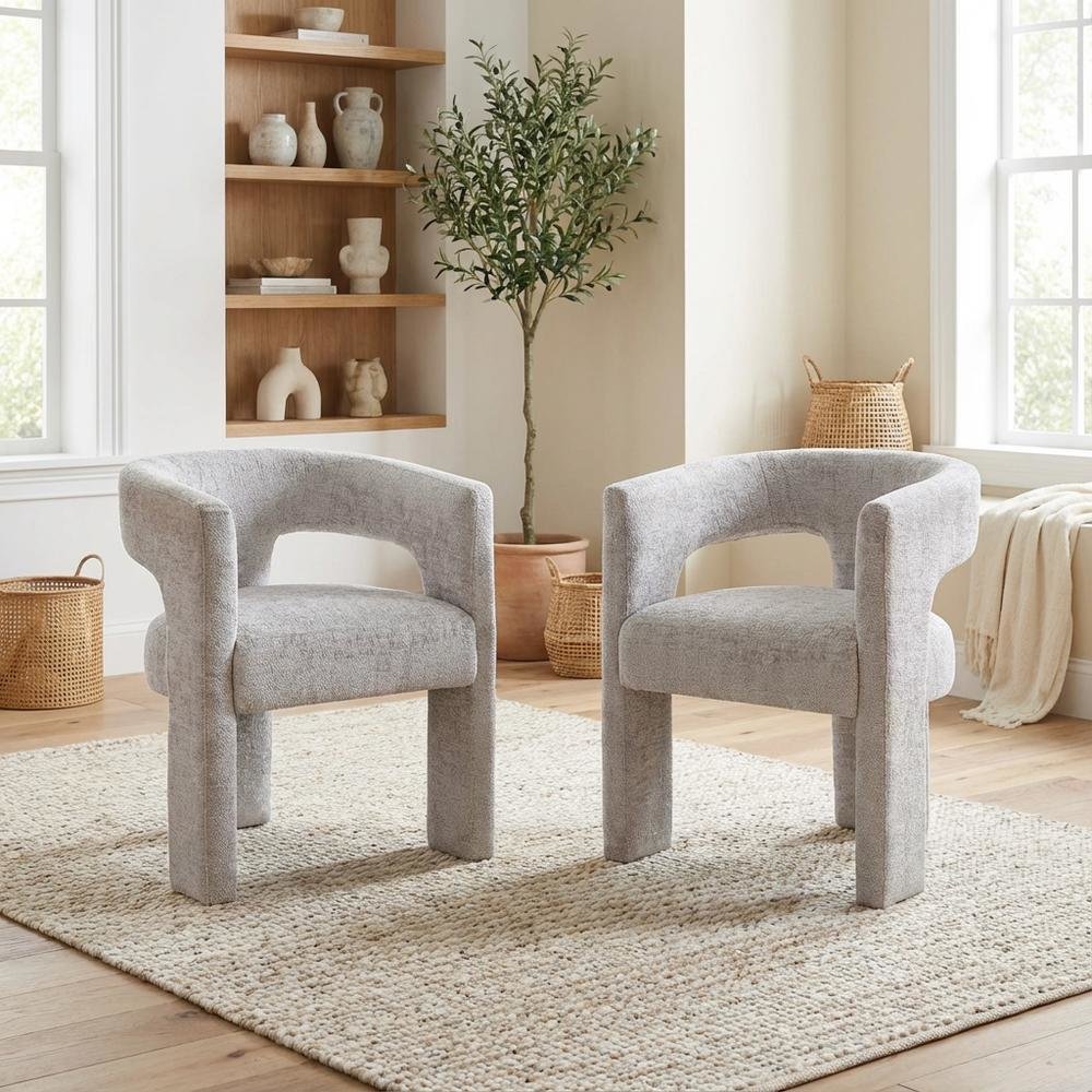 Gwen Modern Luxury Jacquard Fabric Sculpture Armchair - Set of 2. Picture 9