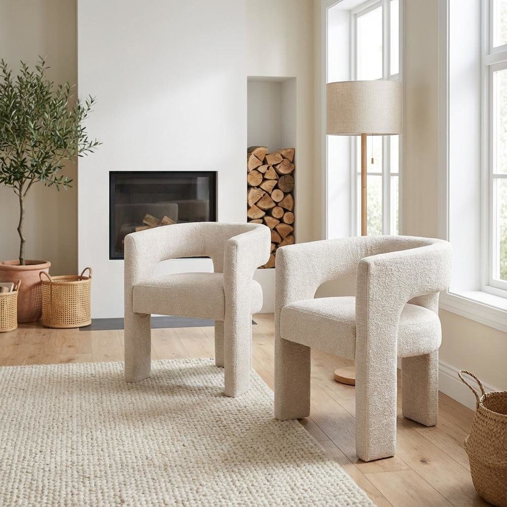 Gwen Modern Luxury Jacquard Fabric Sculpture Armchair - Set of 2. Picture 9