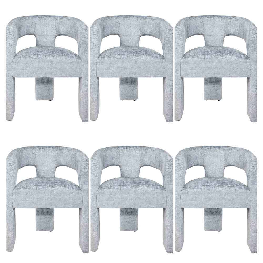 Gwen Modern Luxury Jacquard Fabric Sculpture Armchair - Set of 6. Picture 1
