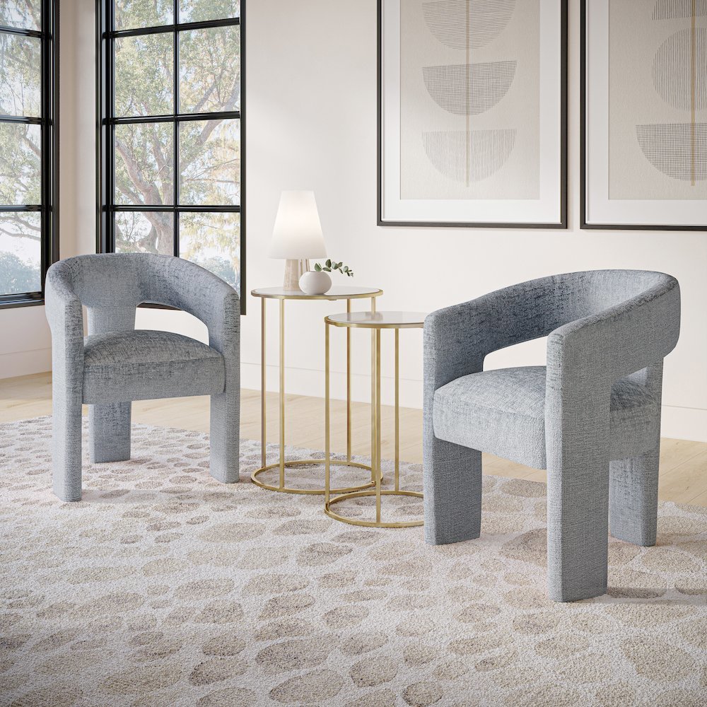 Gwen Modern Luxury Jacquard Fabric Upholstered Sculpture Armchair. Picture 2