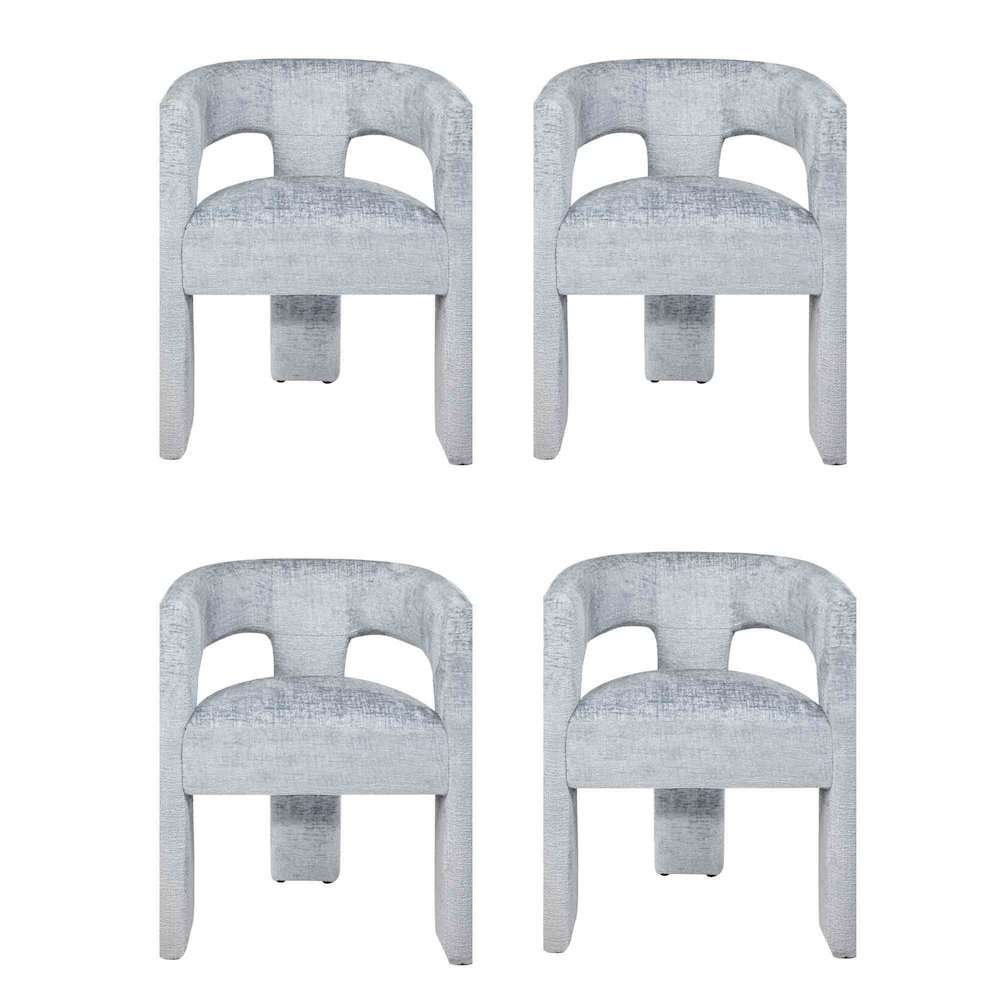 Gwen Modern Luxury Jacquard Fabric Sculpture Armchair - Set of 4. Picture 1